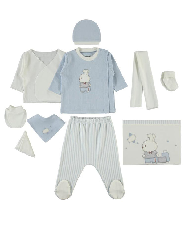 Civil Baby Papyonlu Ayıcık Nakışlı 0-1 Ay Zıbın Setleri - Mavi
