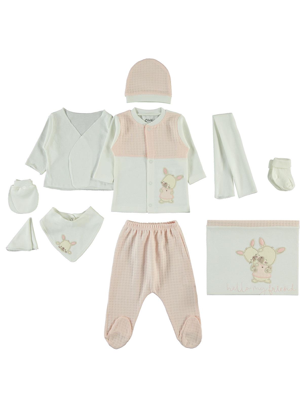 Civil Baby Kız Bebek Zıbın Setleri 0-1 Ay - Pudra