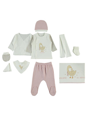 Civil Baby Ördek Nakışlı 0-1 Ay Zıbın Setleri - Pudra