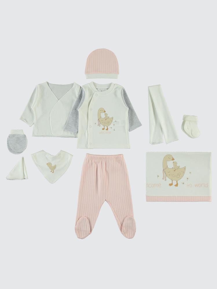 Civil Baby Ördek Nakışlı 0-1 Ay Zıbın Setleri - Pembe