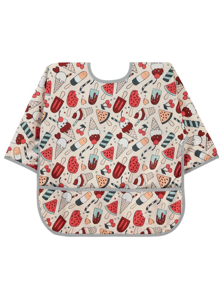 Civil Baby Dondurma Baskılı Uzun Kollu Mama Önlüğü - Gri