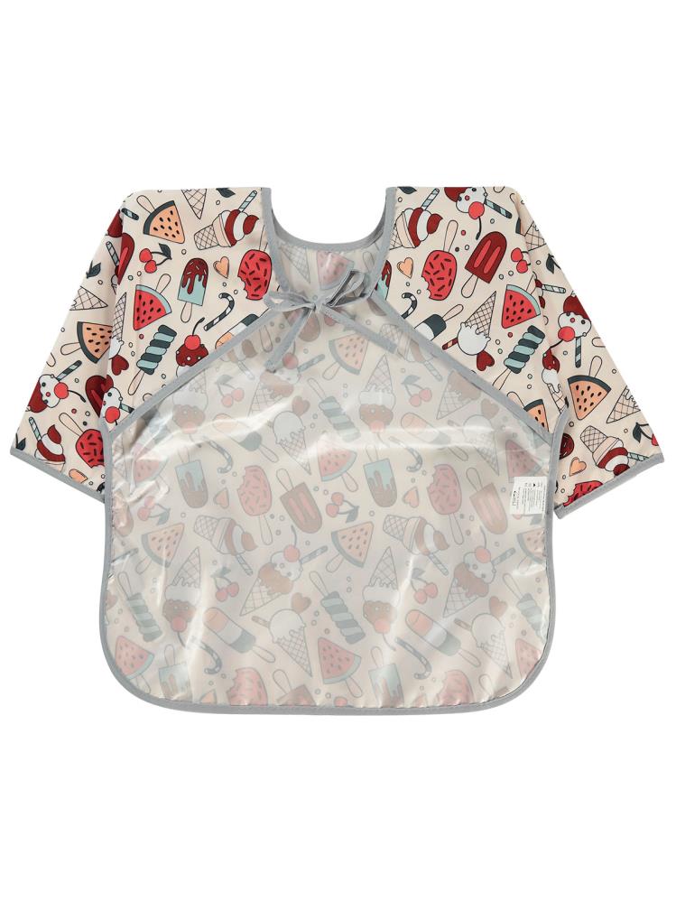 Civil Baby Dondurma Baskılı Uzun Kollu Mama Önlüğü - Gri