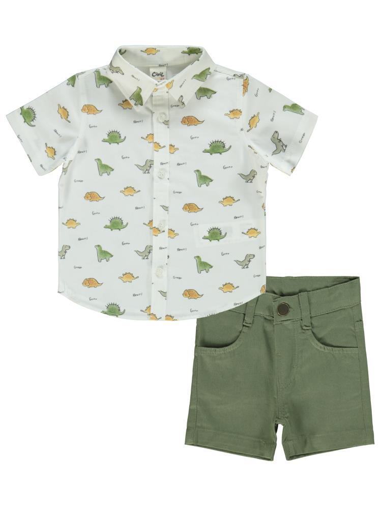 Civil Baby Dinozor Baskılı 6-18 Ay Takım - Haki