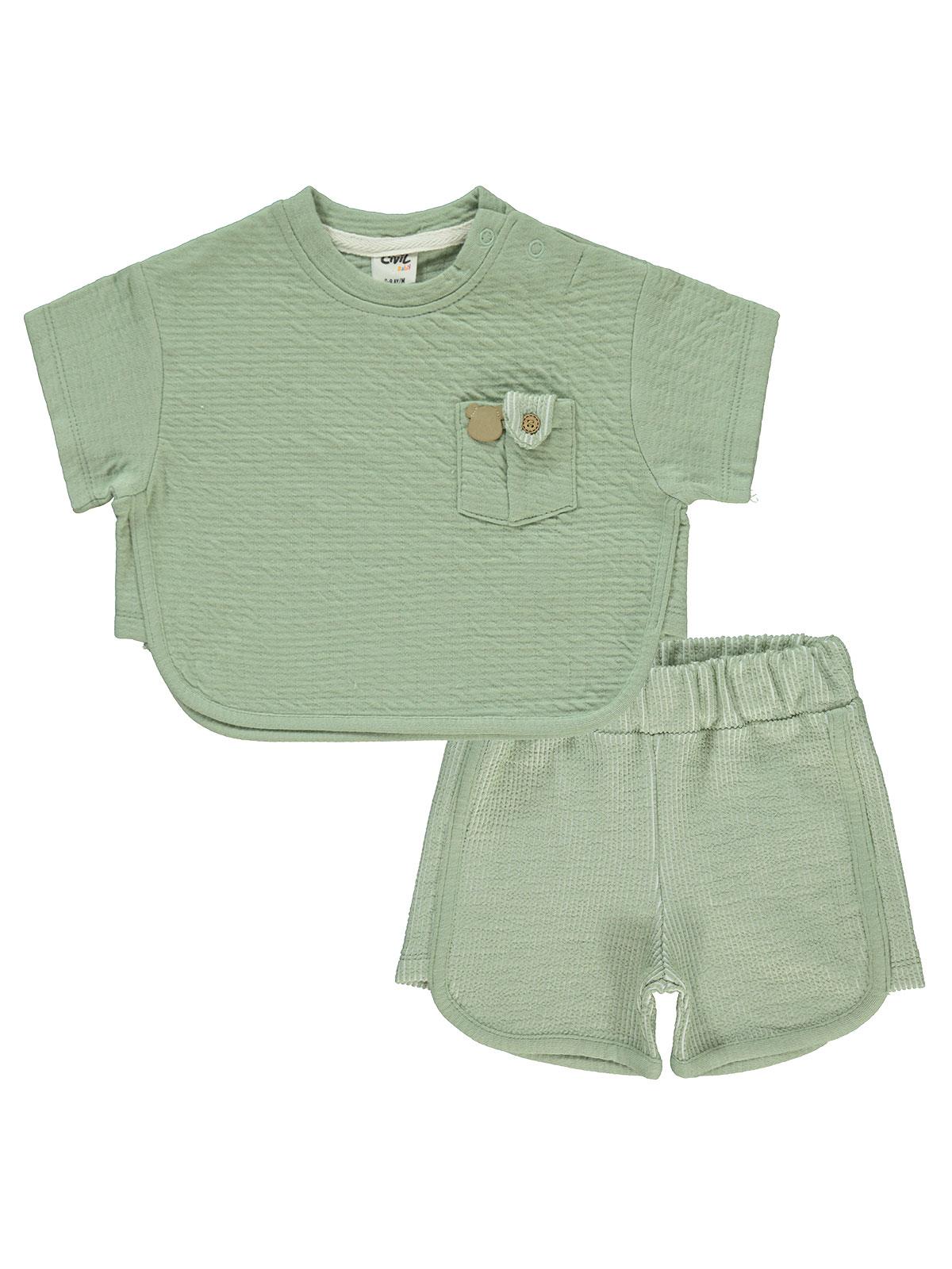 Civil Baby Düğme Detaylı 6-18 Ay Takım - Haki