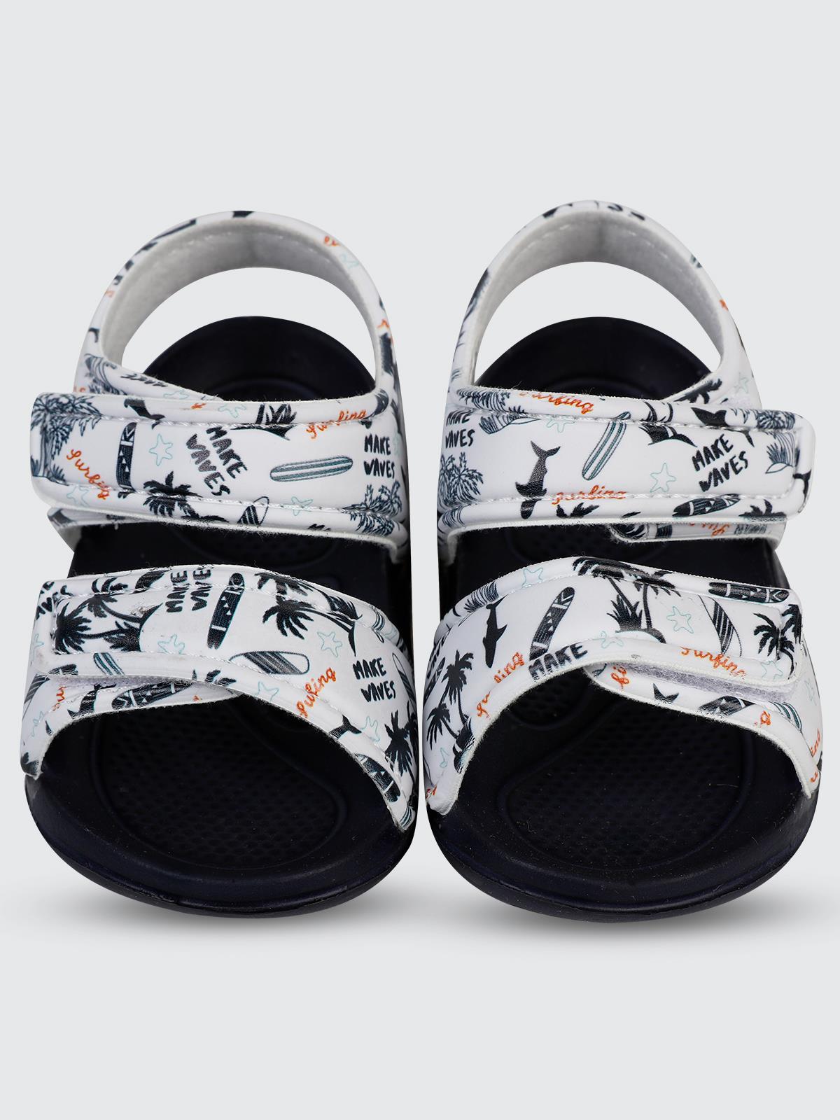 Civil Boys Palmiye Baskılı 20-24 Numara Sandalet - Beyaz