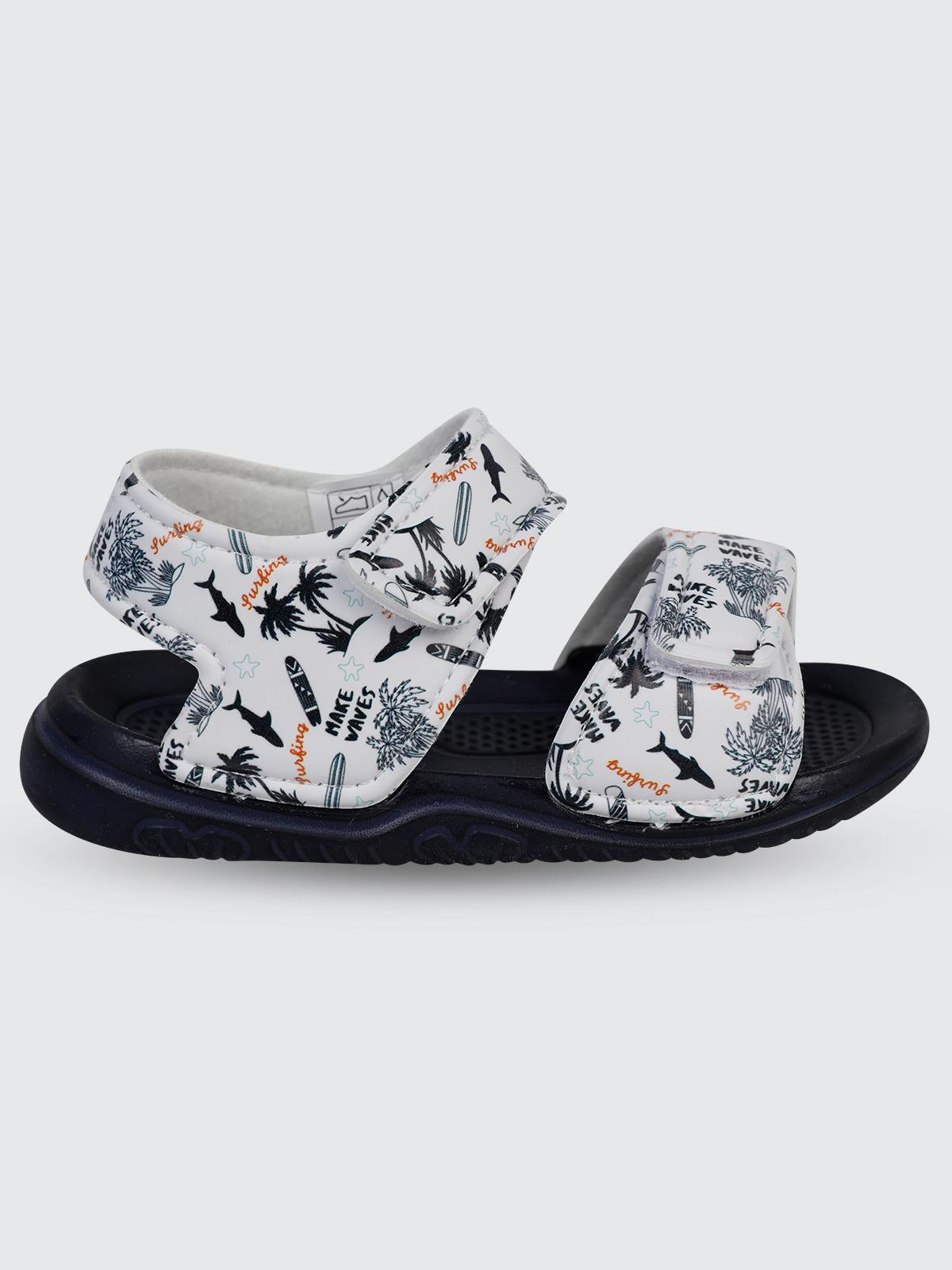 Civil Boys Palmiye Baskılı 26-30 Numara Sandalet - Beyaz