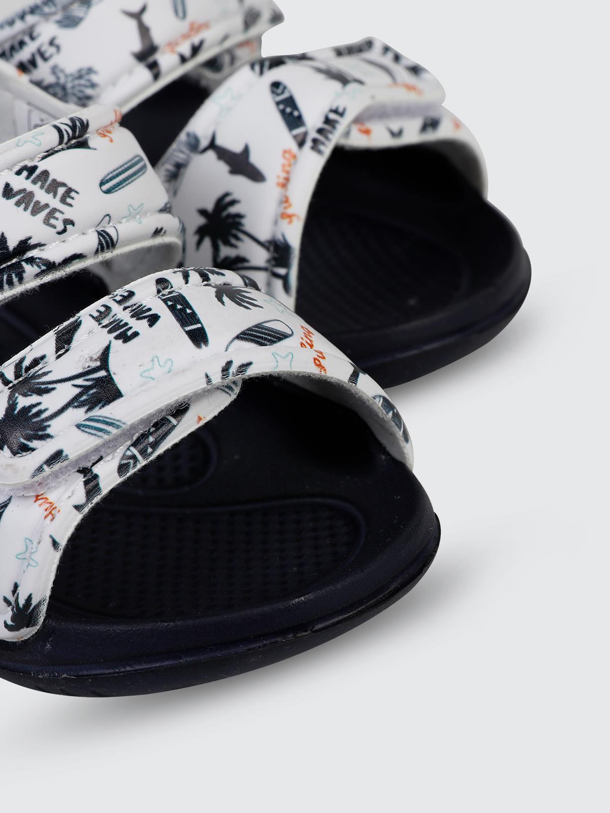 Civil Boys Palmiye Baskılı 26-30 Numara Sandalet - Beyaz