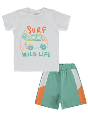 Civil Baby Araba Nakışlı 6-18 Ay Takım - Ekru