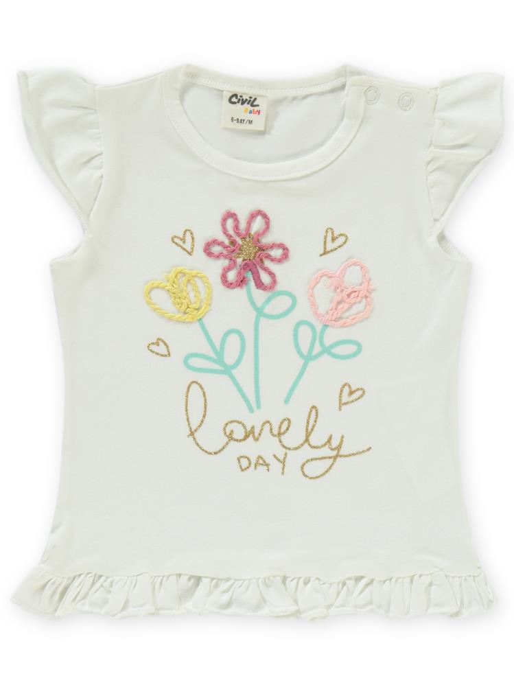 Civil Baby Çiçek Nakışlı 6-18 Ay Takım - Ekru