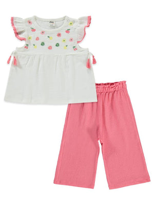 Civil Baby Nakışlı 6-18 Ay Takım - Ekru