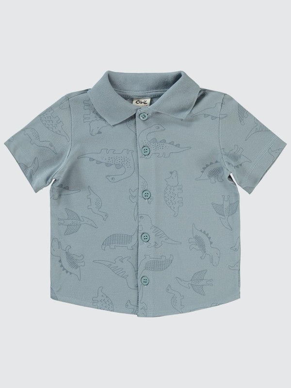Civil Baby Dinozor Baskılı 6-18 Ay Takım - Mavi
