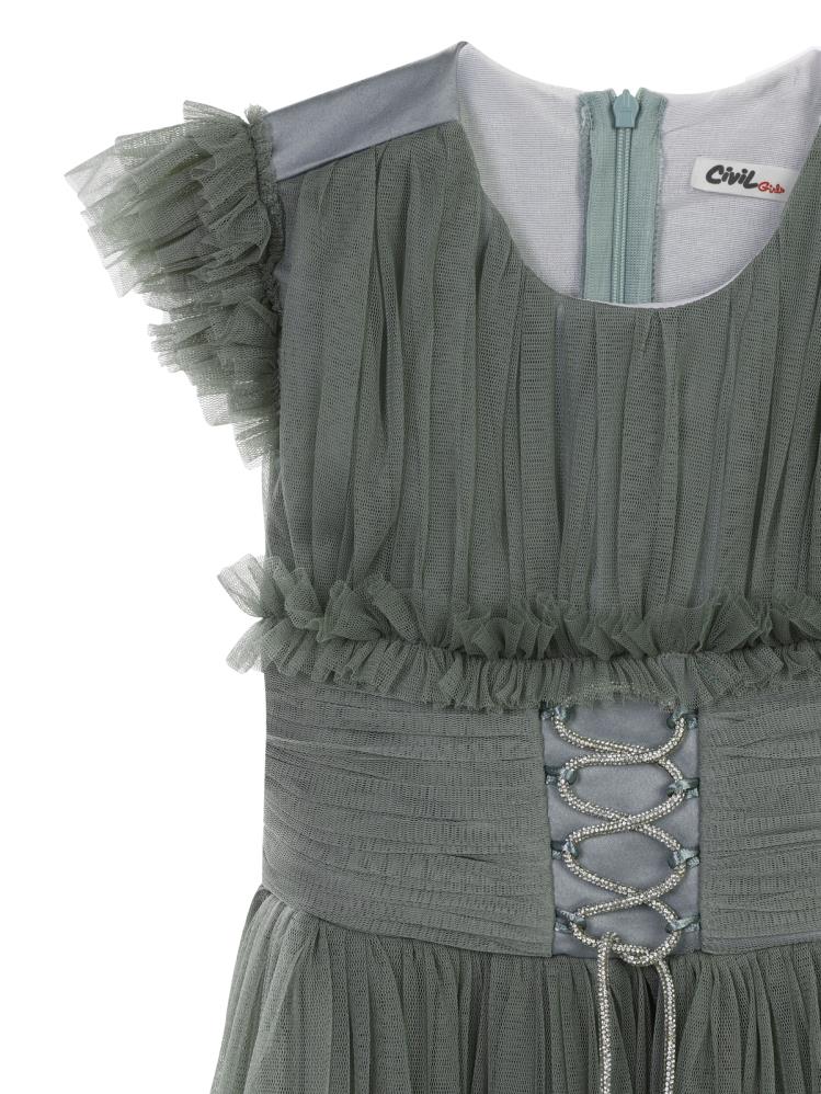 Civil Girls Bağcıklı 6-14 Yaş Abiye - Yeşil