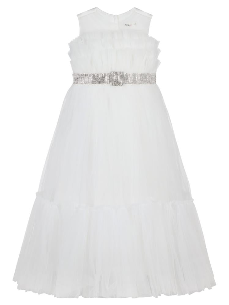 Civil Girls Gümüş Tokalı 6-9 Yaş Abiye - Ekru