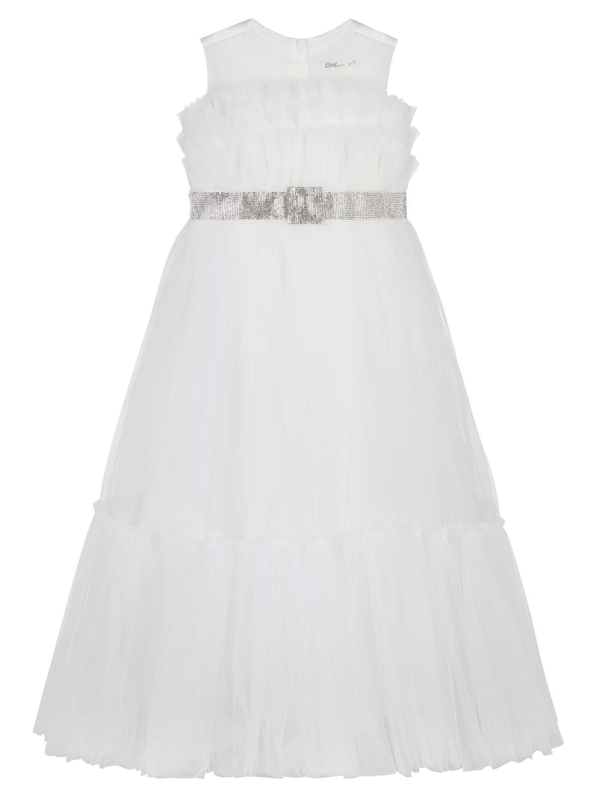 Civil Girls Gümüş Tokalı 6-9 Yaş Abiye - Ekru