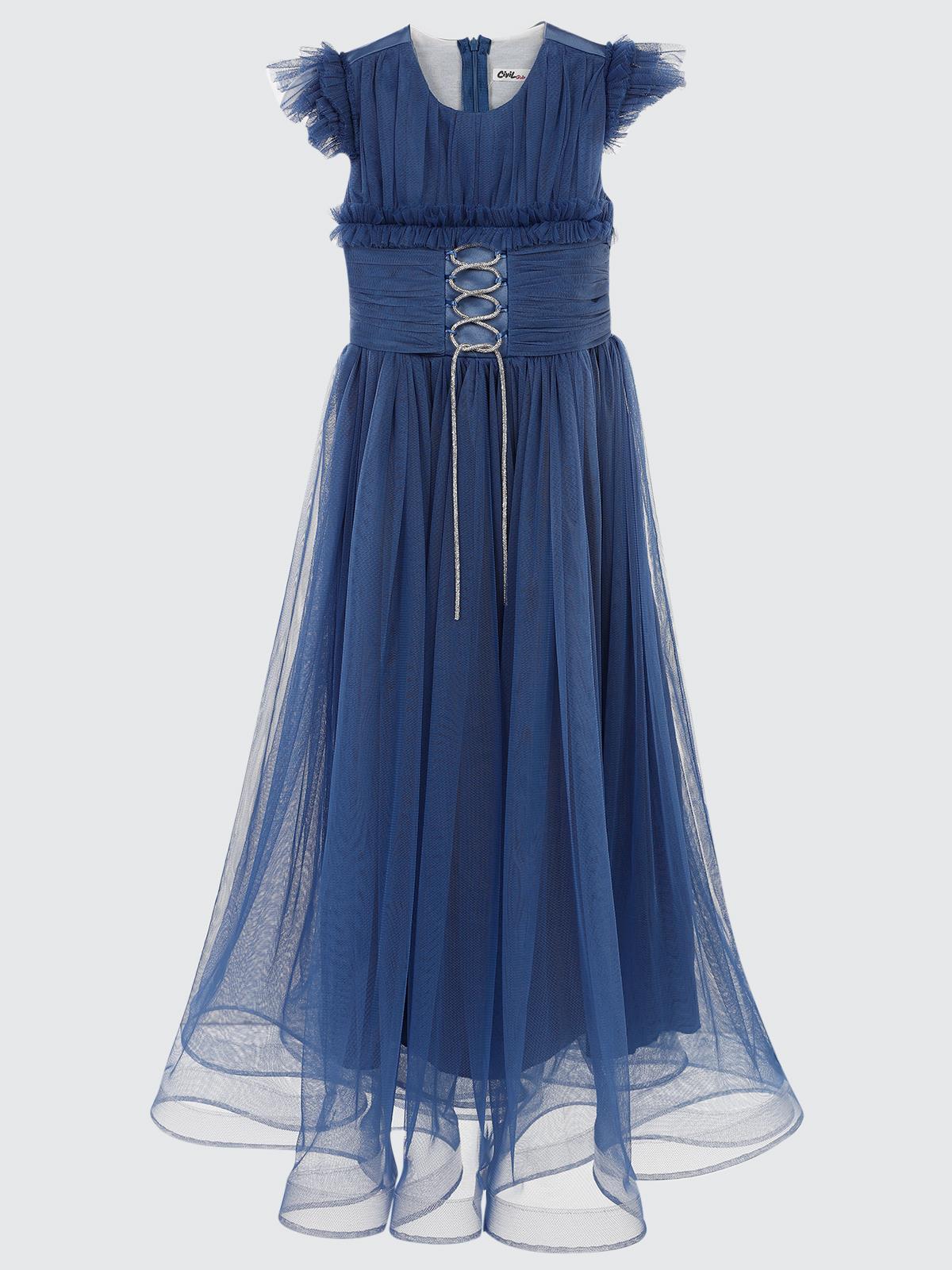 Civil Girls Bağcıklı 6-14 Yaş Abiye - Mavi