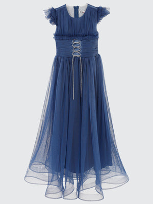 Civil Girls Bağcıklı 6-14 Yaş Abiye - Mavi