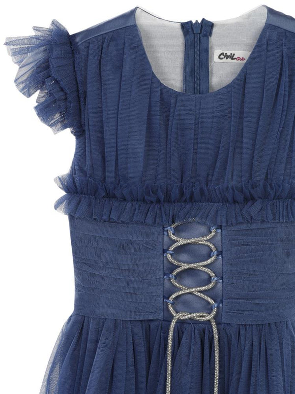 Civil Girls Bağcıklı 6-14 Yaş Abiye - Mavi