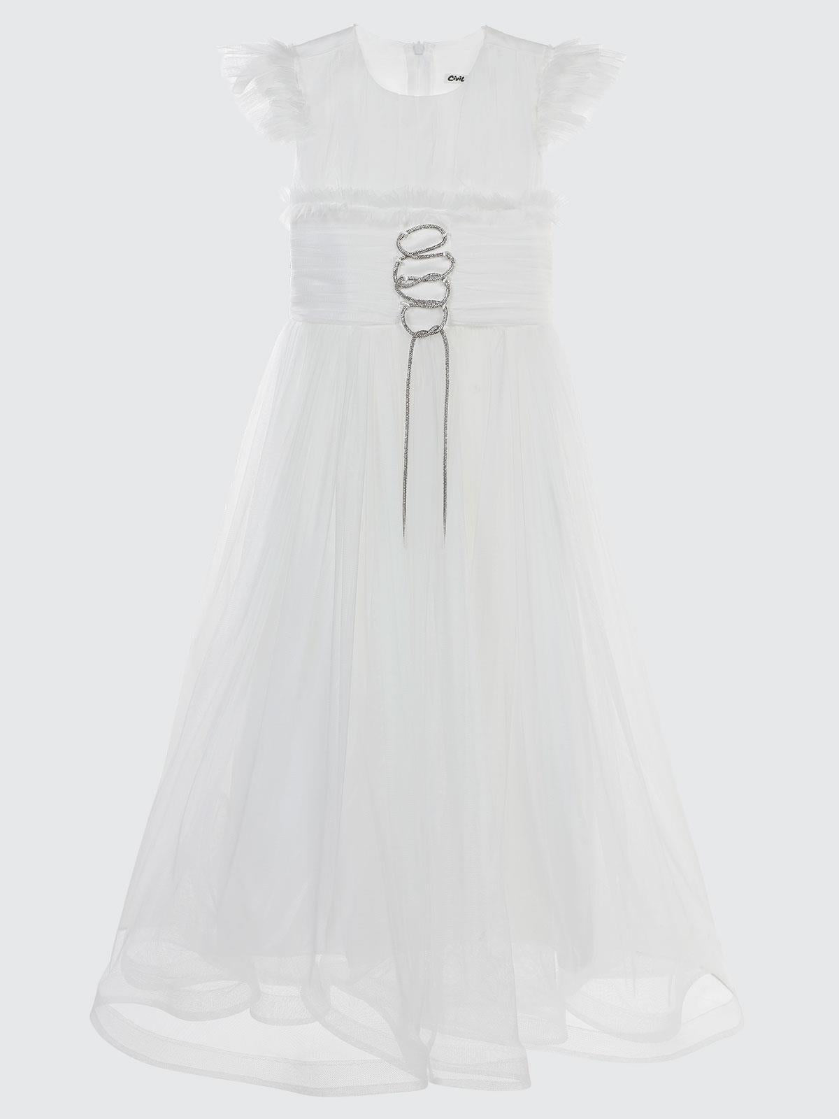 Civil Girls Bağcıklı 6-14 Yaş Abiye - Beyaz