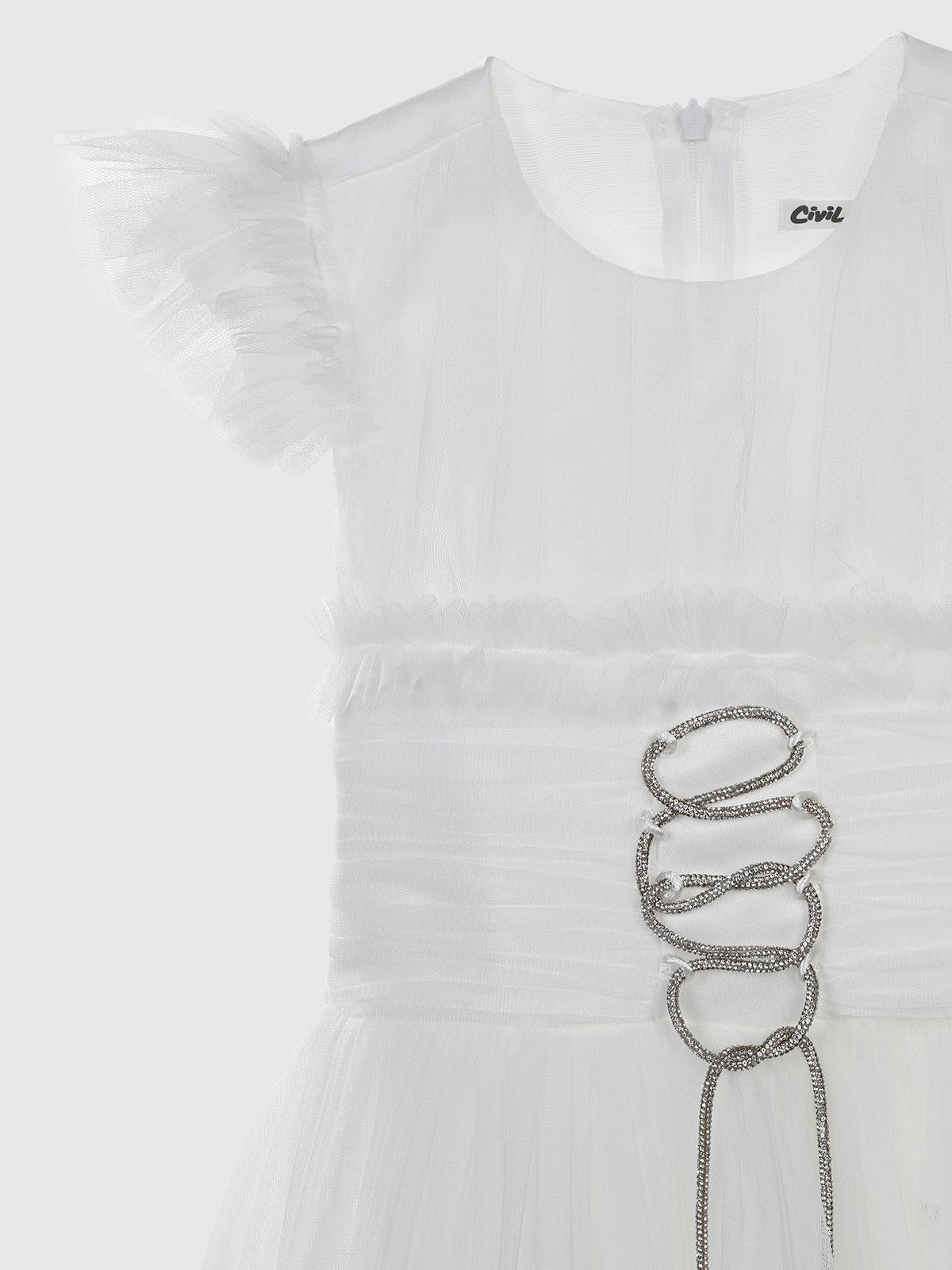 Civil Girls Bağcıklı 6-14 Yaş Abiye - Beyaz