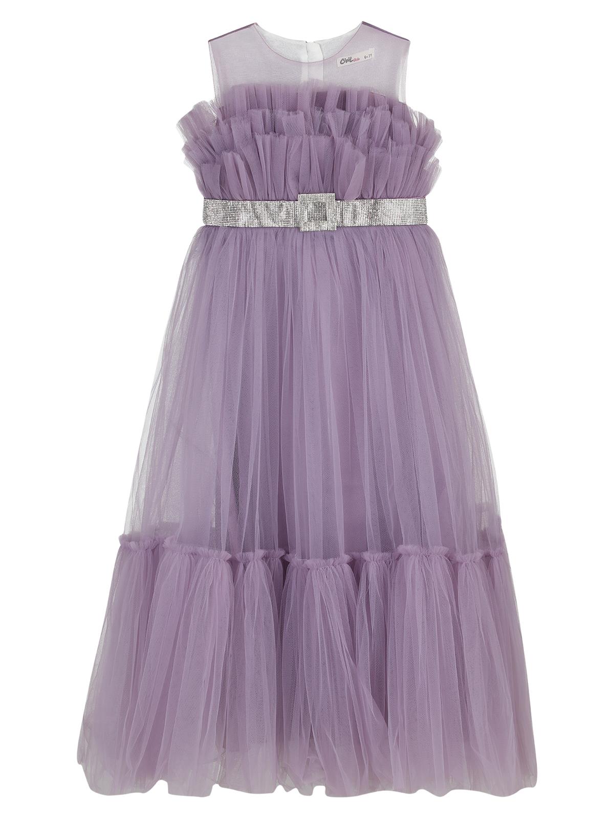 Civil Girls Gümüş Tokalı 6-9 Yaş Abiye - Lila