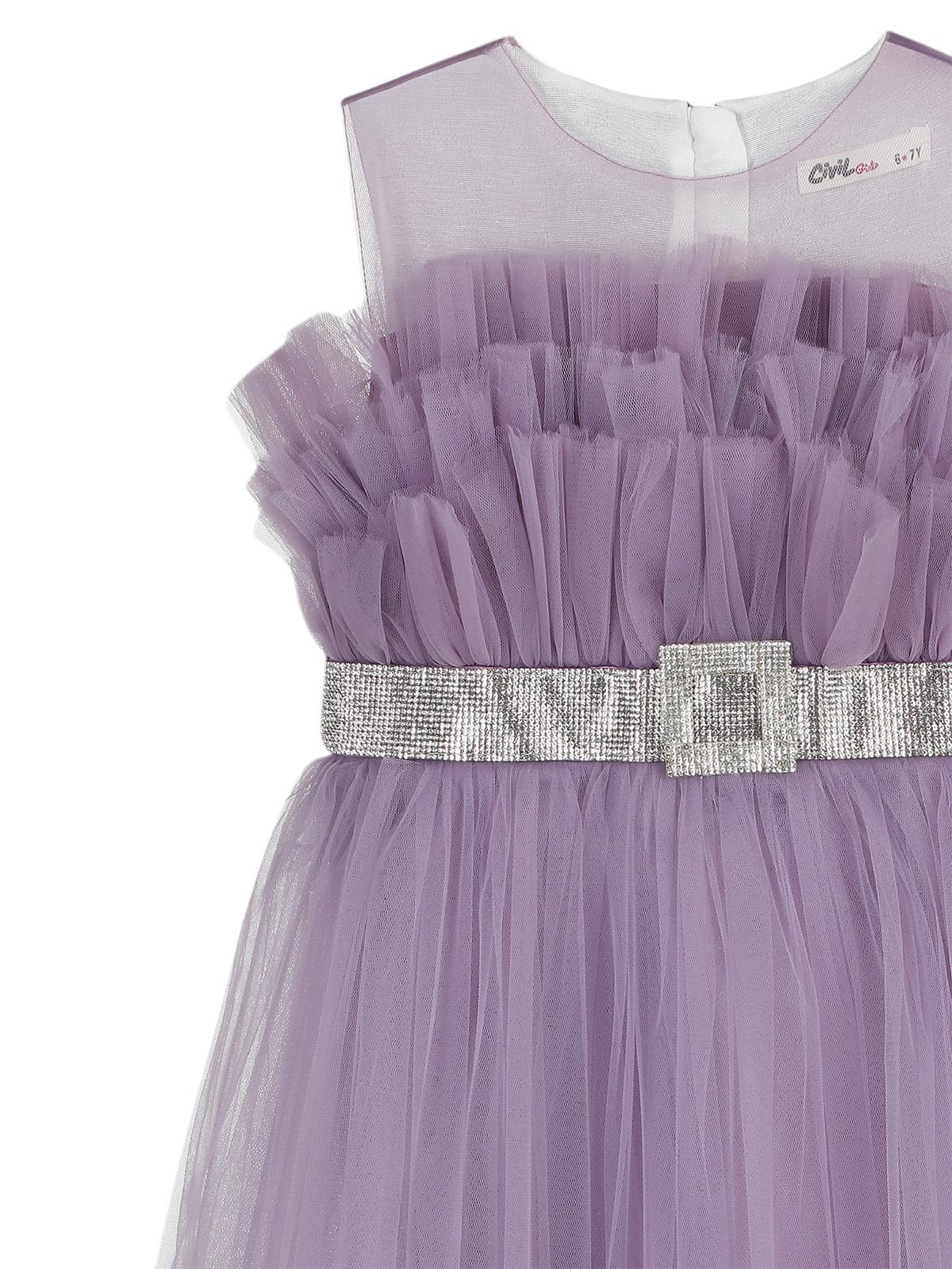 Civil Girls Gümüş Tokalı 6-9 Yaş Abiye - Lila