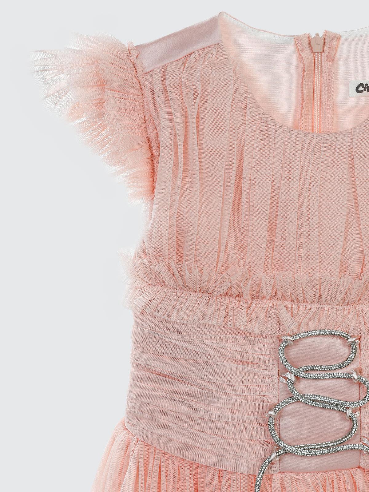 Civil Girls Bağcıklı 6-14 Yaş Abiye - Pudra