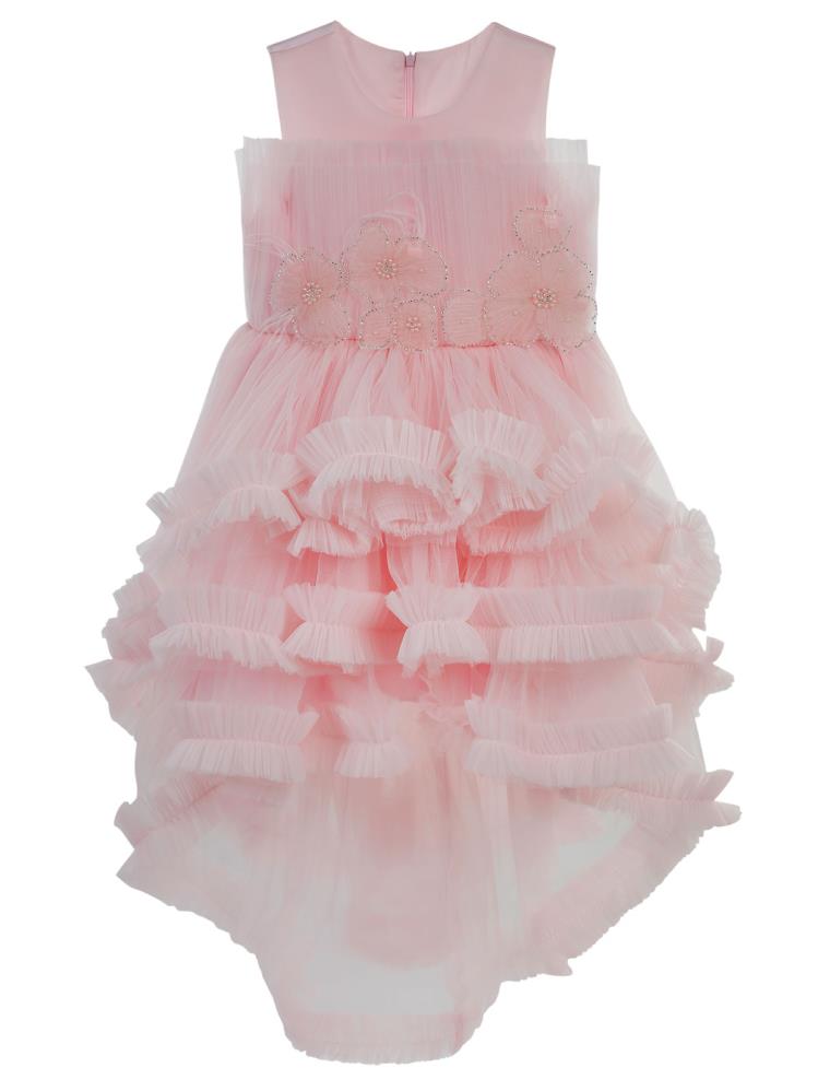 Civil Girls Kuyruklu Çiçekli 6-9 Yaş Abiye - Pembe