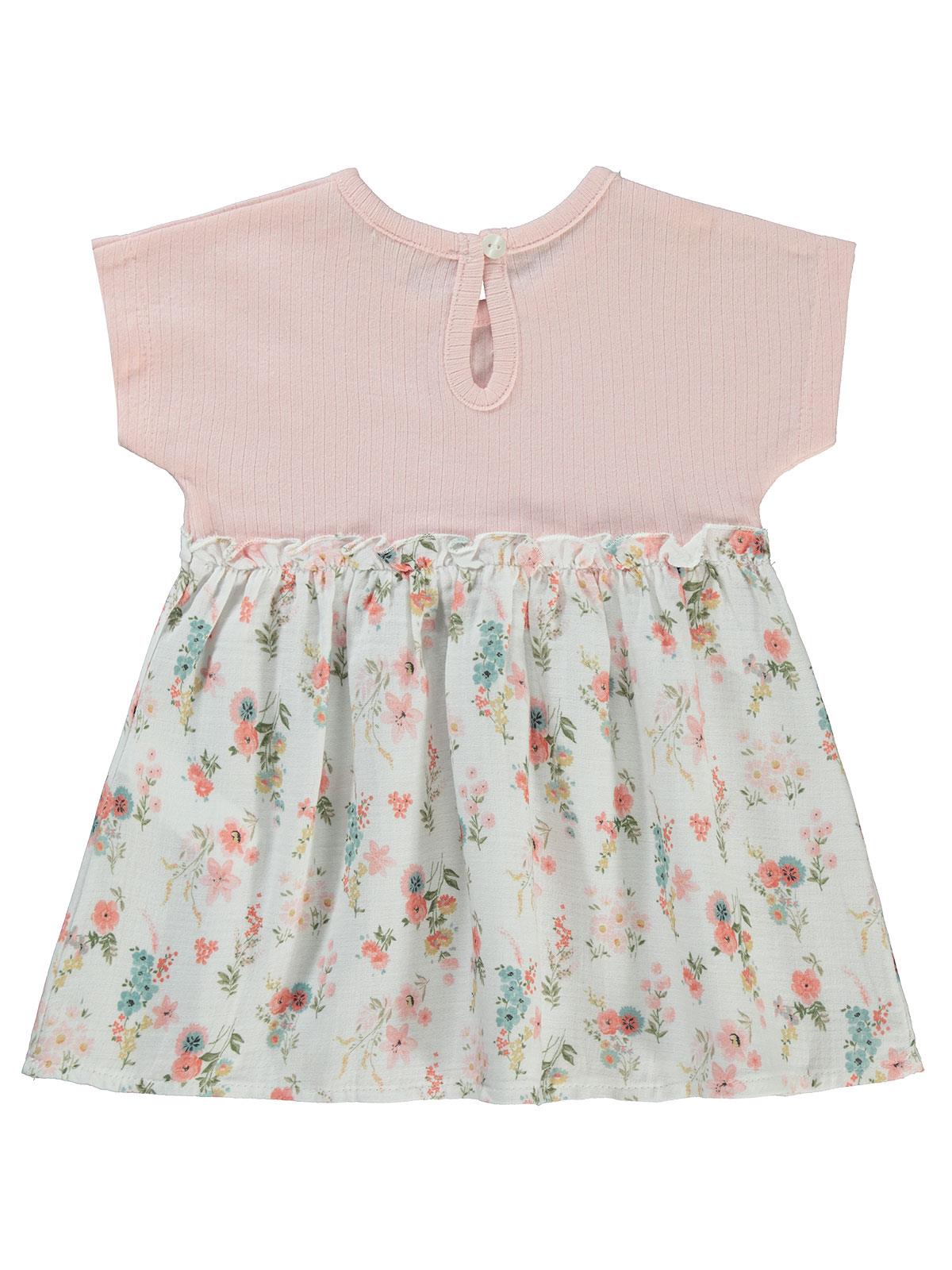 Civil Baby Çiçek Nakışlı 6-18 Ay Elbise - Pudra