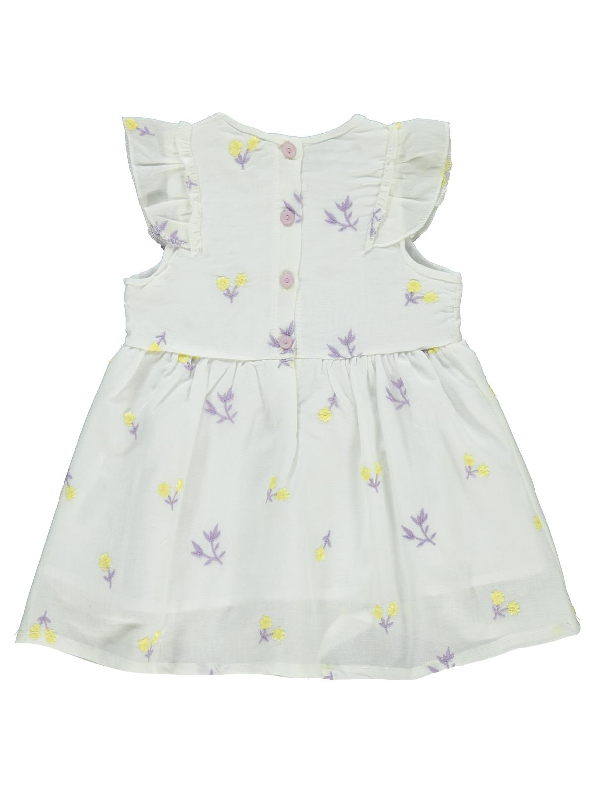 Civil Baby Çiçek Nakışlı 6-18 Ay Elbise - Ekru