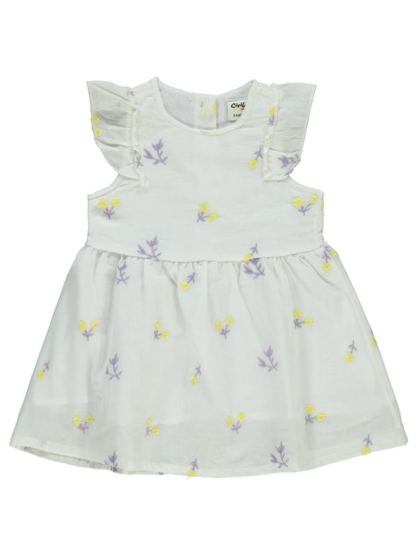 Civil Baby Çiçek Nakışlı 6-18 Ay Elbise - Ekru