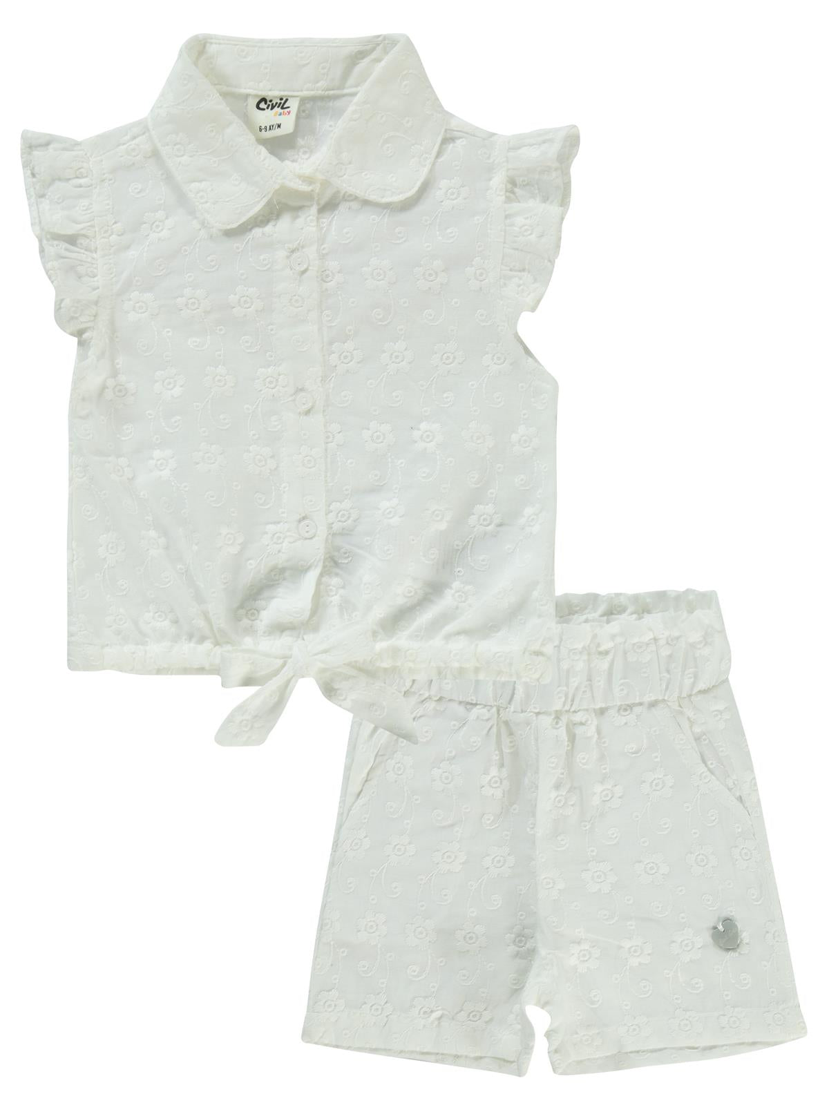 Civil Baby Brodeli 6-18 Ay Takım - Ekru