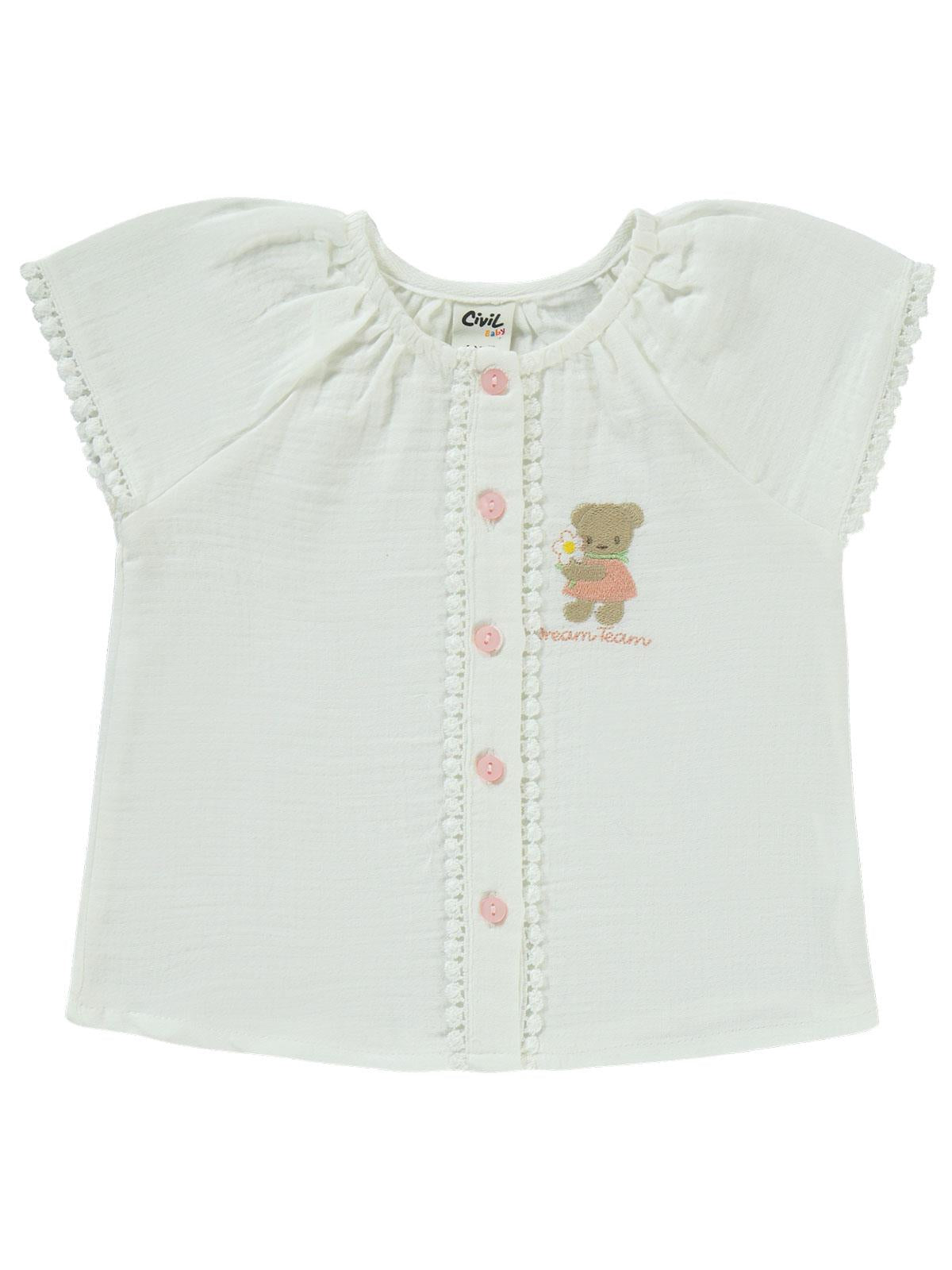Civil Baby Ayıcık Nakışlı 6-18 Ay Takım - Ekru