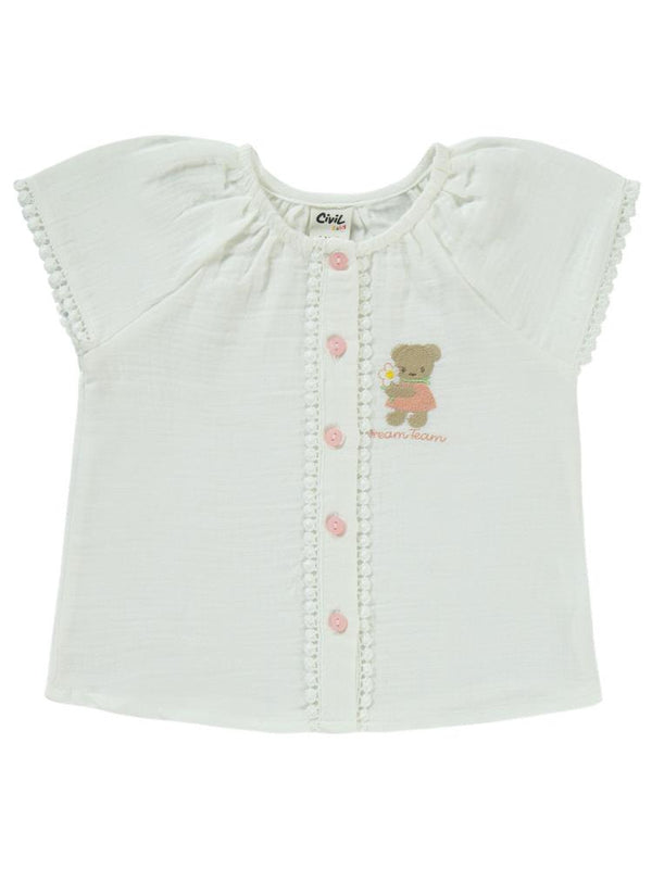 Civil Baby Ayıcık Nakışlı 6-18 Ay Takım - Ekru
