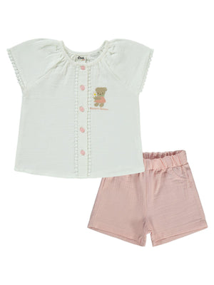 Civil Baby Ayıcık Nakışlı 6-18 Ay Takım - Ekru