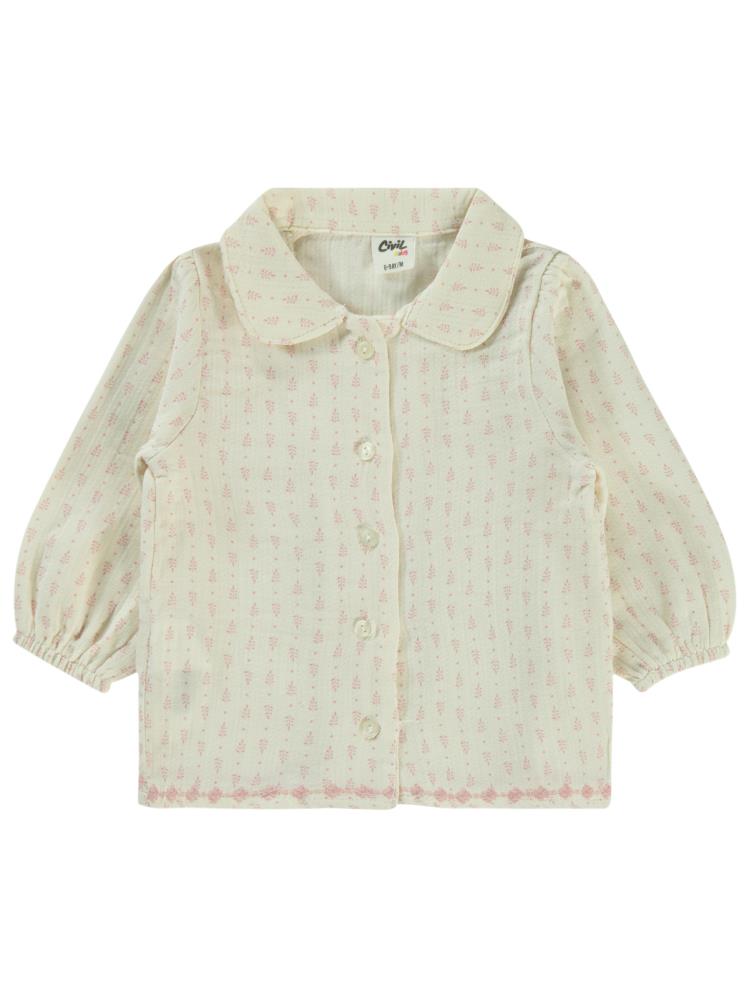 Civil Baby Çıtır Desen Empirme 6-18 Ay Gömlek - Ekru