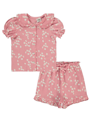 Civil Baby Çiçek Desenli 6-18 Ay Takım - Pembe