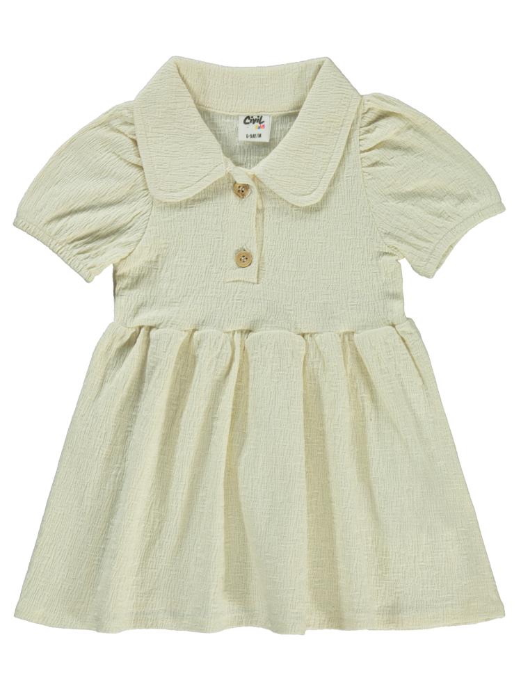 Civil Baby Kol Ucu Lastikli 6-18 Ay Elbise - Ekru