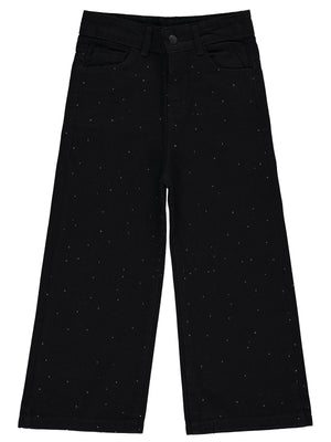 Civil Girls Taş Baskılı 6-9 Yaş Pantolon - Siyah