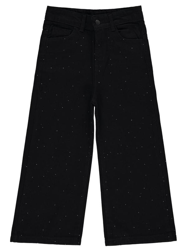 Civil Girls Taş Baskılı 10-13 Yaş Pantolon - Siyah