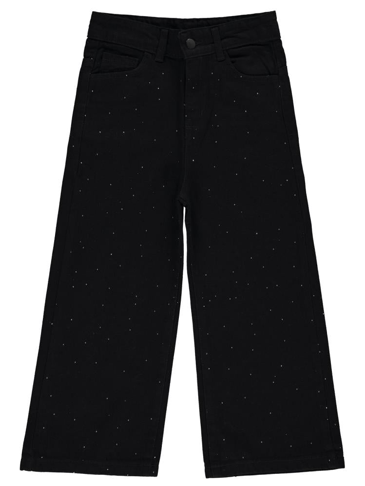 Civil Girls Taş Baskılı 10-13 Yaş Pantolon - Siyah