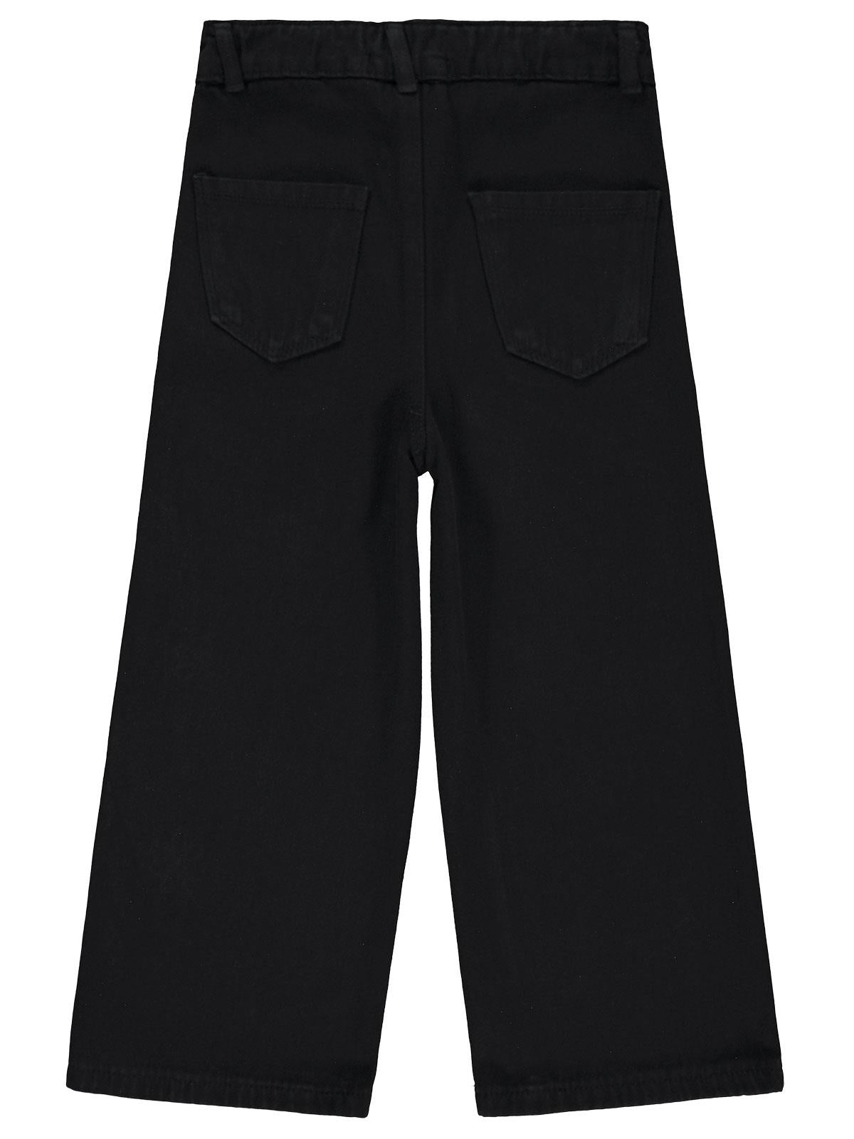 Civil Girls Çiçek Nakışlı 10-13 Yaş Pantolon - Siyah