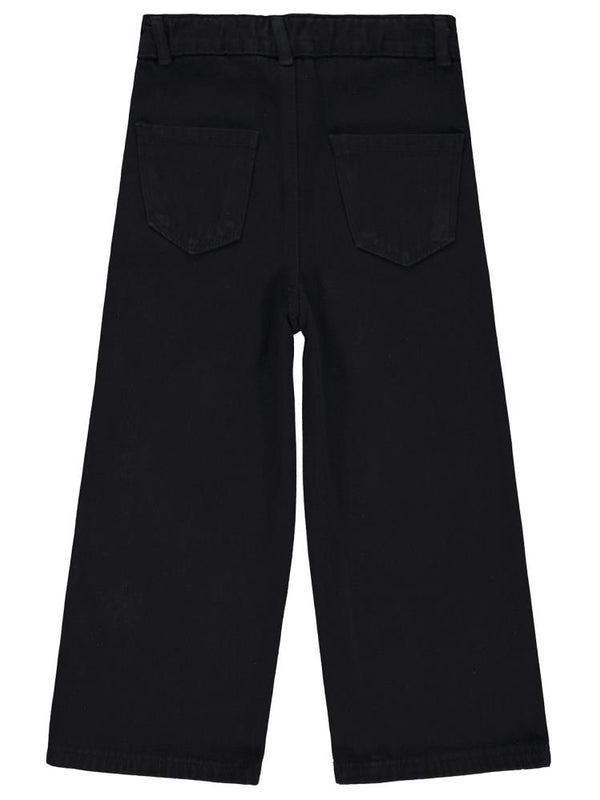 Civil Girls Çiçek Nakışlı 10-13 Yaş Pantolon - Siyah