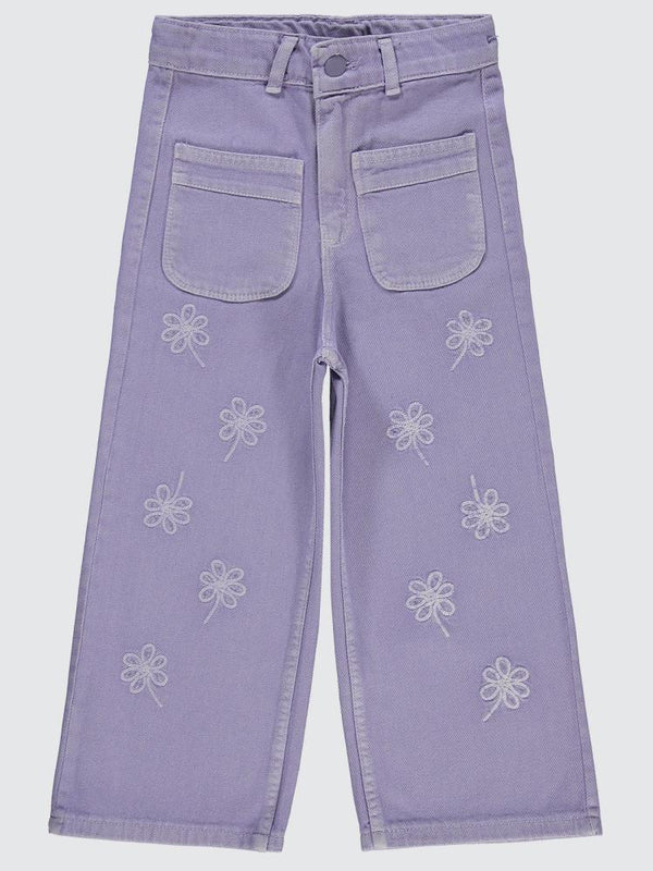 Civil Girls Çiçek Nakışlı 6-9 Yaş Pantolon - Lila