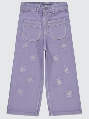 Civil Girls Çiçek Nakışlı 6-9 Yaş Pantolon - Lila