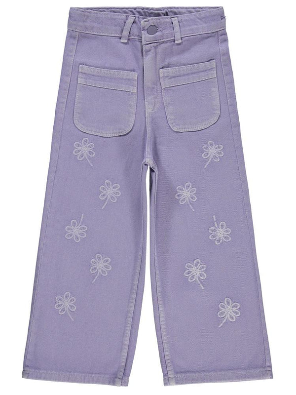 Civil Girls Çiçek Nakışlı 10-13 Yaş Pantolon - Lila