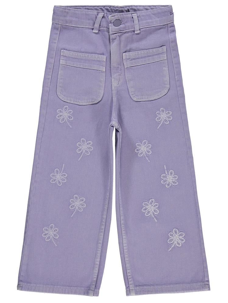 Civil Girls Çiçek Nakışlı 10-13 Yaş Pantolon - Lila
