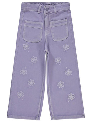 Civil Girls Çiçek Nakışlı 10-13 Yaş Pantolon - Lila