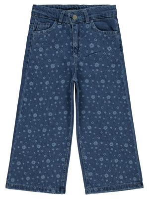 Civil Girls Çiçek Baskılı 10-13 Yaş Pantolon - Mavi