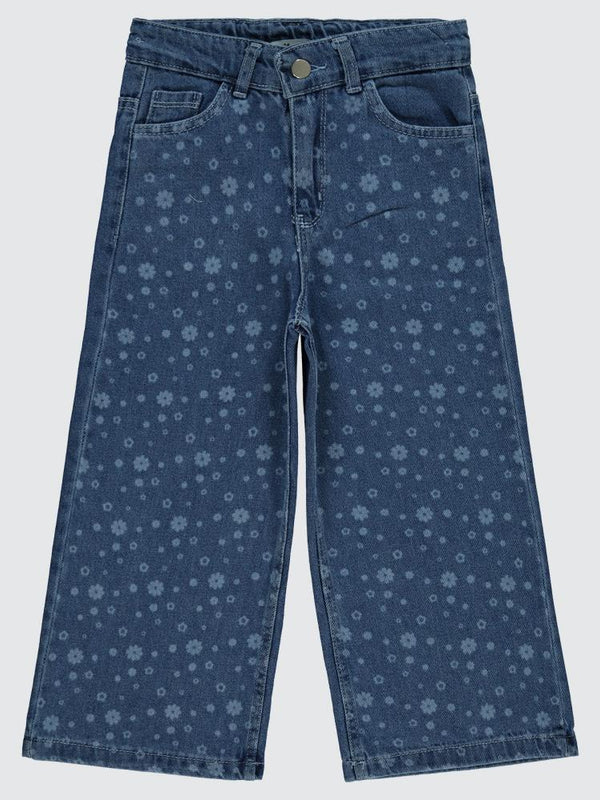 Civil Girls Çiçek Baskılı 10-13 Yaş Pantolon - Mavi