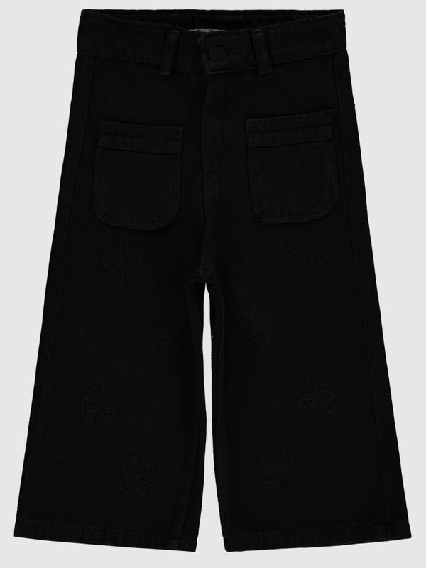 Civil Girls Çiçek Nakışlı 2-5 Yaş Pantolon - Siyah